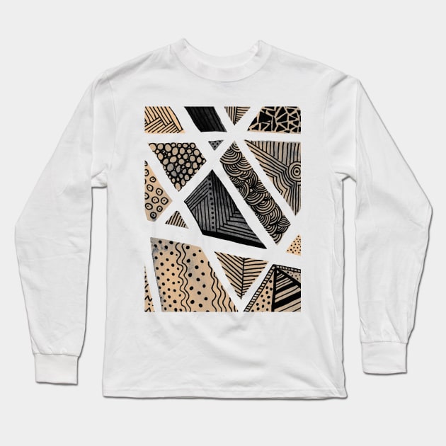 Geometric doodles - beige and grey Long Sleeve T-Shirt by wackapacka